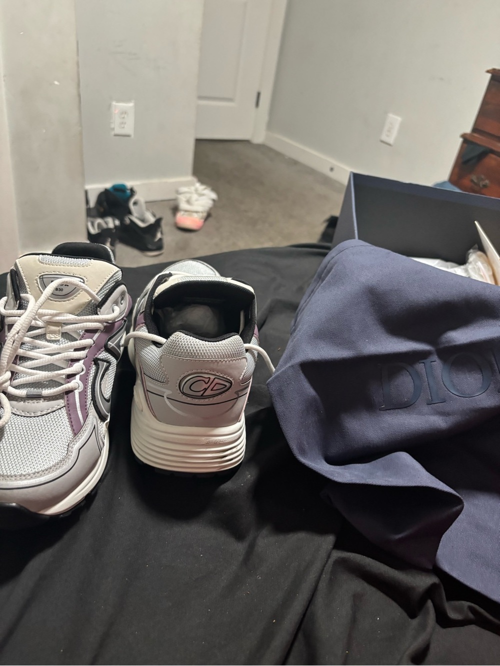 Dior b30 Sneakers in White and Purple Accents - Picture 3 of 6